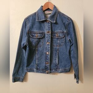 Vintage Bill blass Blue Denim Button-Up Jean Jacket Size Small 100% Cotton!